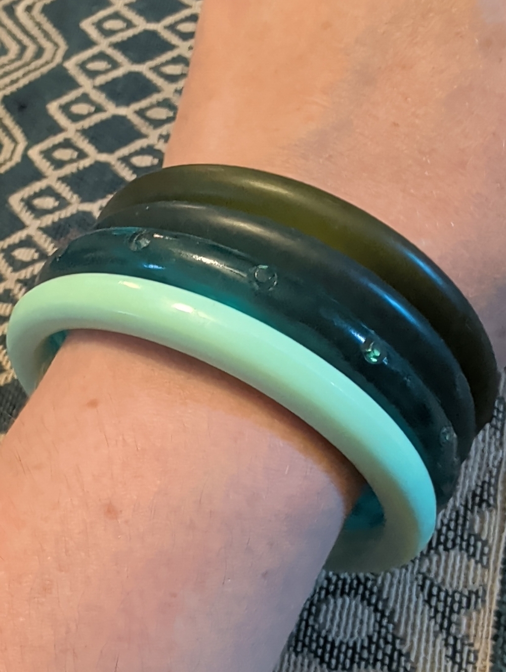 Set of four Green Bangle Bracelets